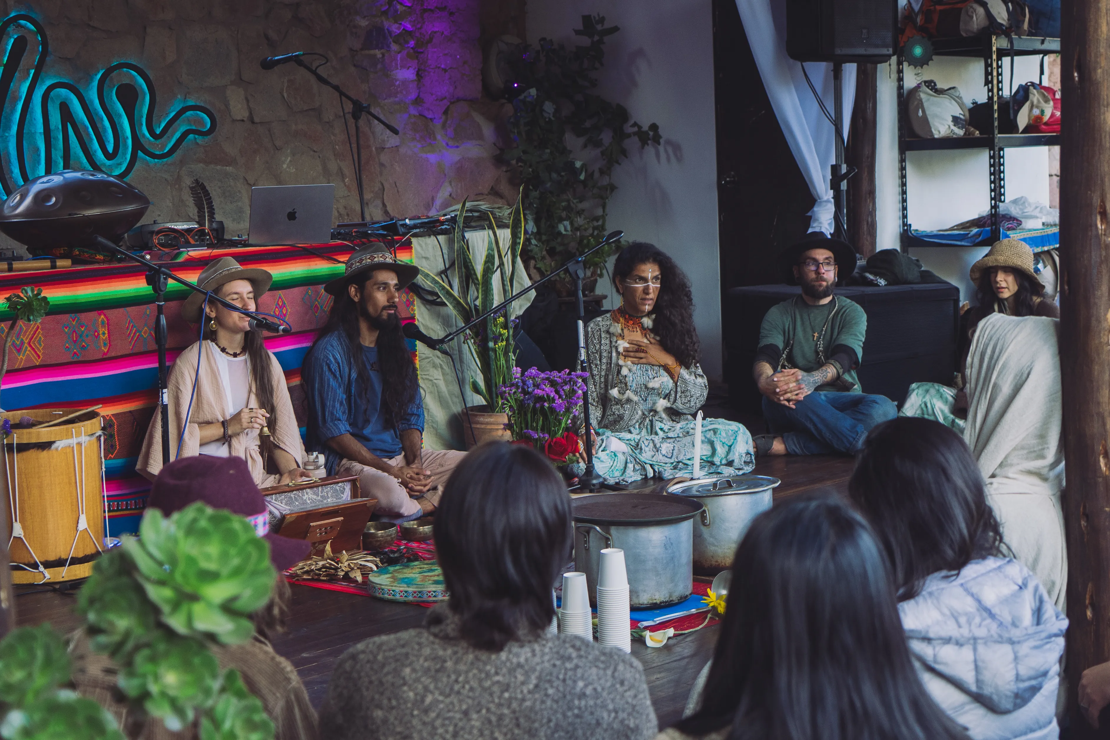 Community gathering at Ayni Sanctuary in the Sacred Valley